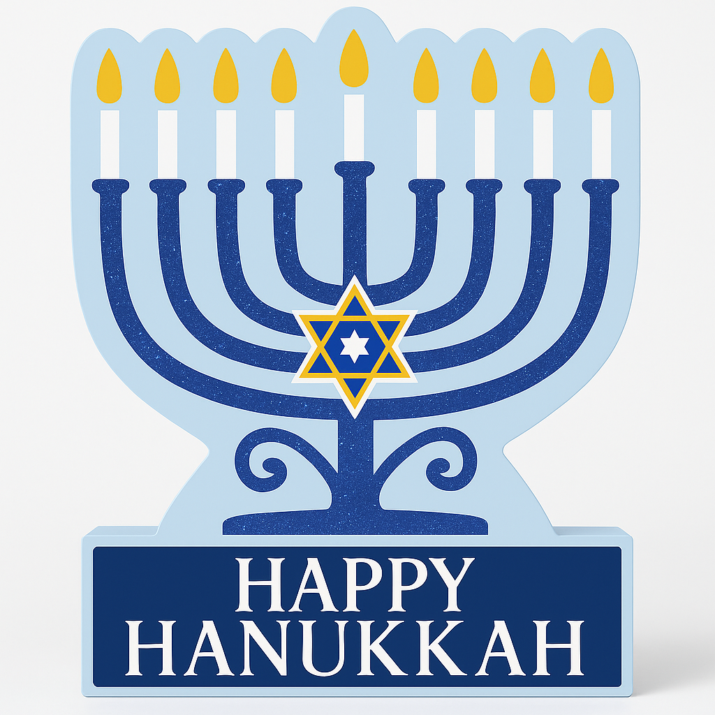 Happy Hanukkah Menorah Tabletop Sign