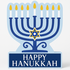 Happy Hanukkah Menorah Tabletop Sign