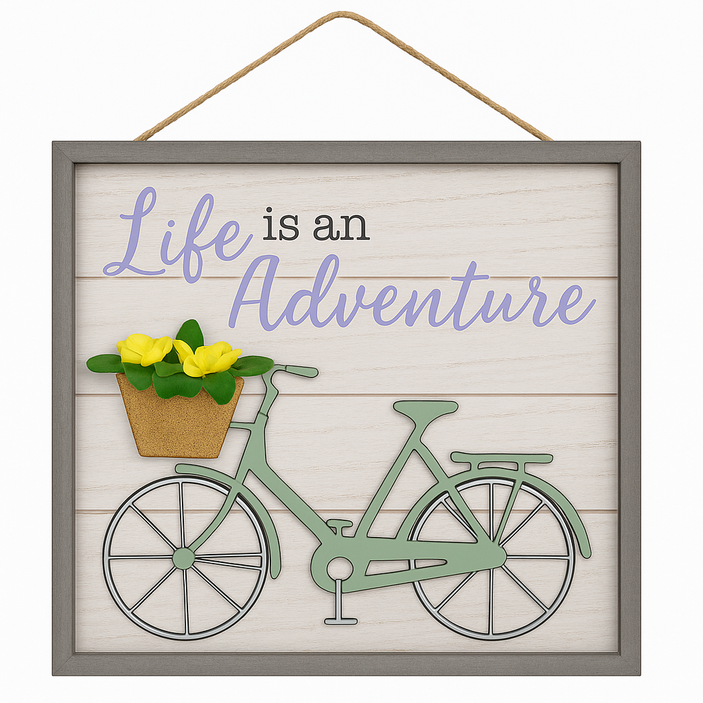 Rustic "Life is an Adventure" Hanging Sign