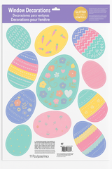 Glitter Easter Egg Window Cling Decals, 11 Pcs