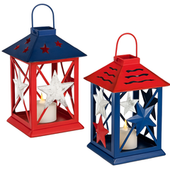 Patriotic Hanging Metal Star Lantern
