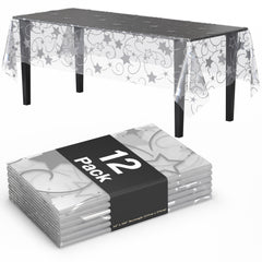 Clear silver star tablecover