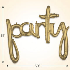 Gold Script Party Foil Balloon