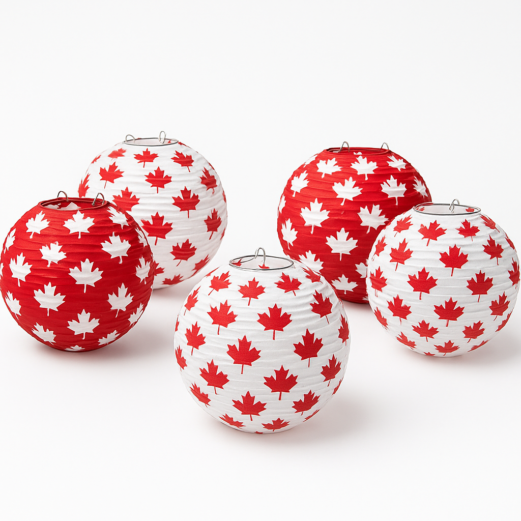 Mini Maple Leaf Lanterns ‚Äì Canada Day Hanging Decorations, 5-Pack