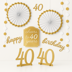Golden Age 40th Birthday Room Decoration Kit ‚Äì Elegant Gold