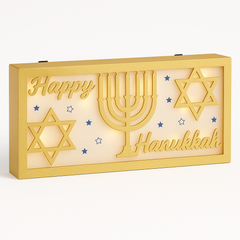 Illuminated Hanukkah Shadowbox Sign