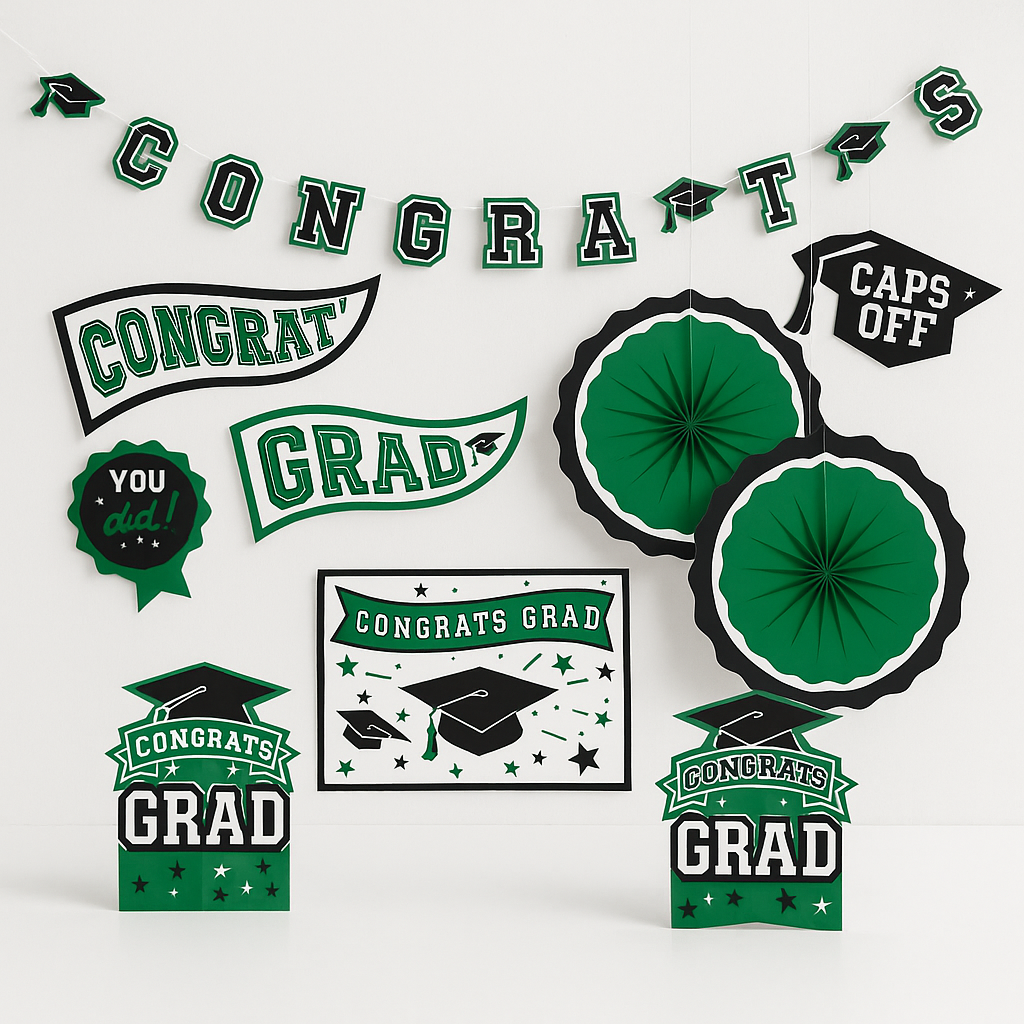 Green Graduation Room Decorating Kit
