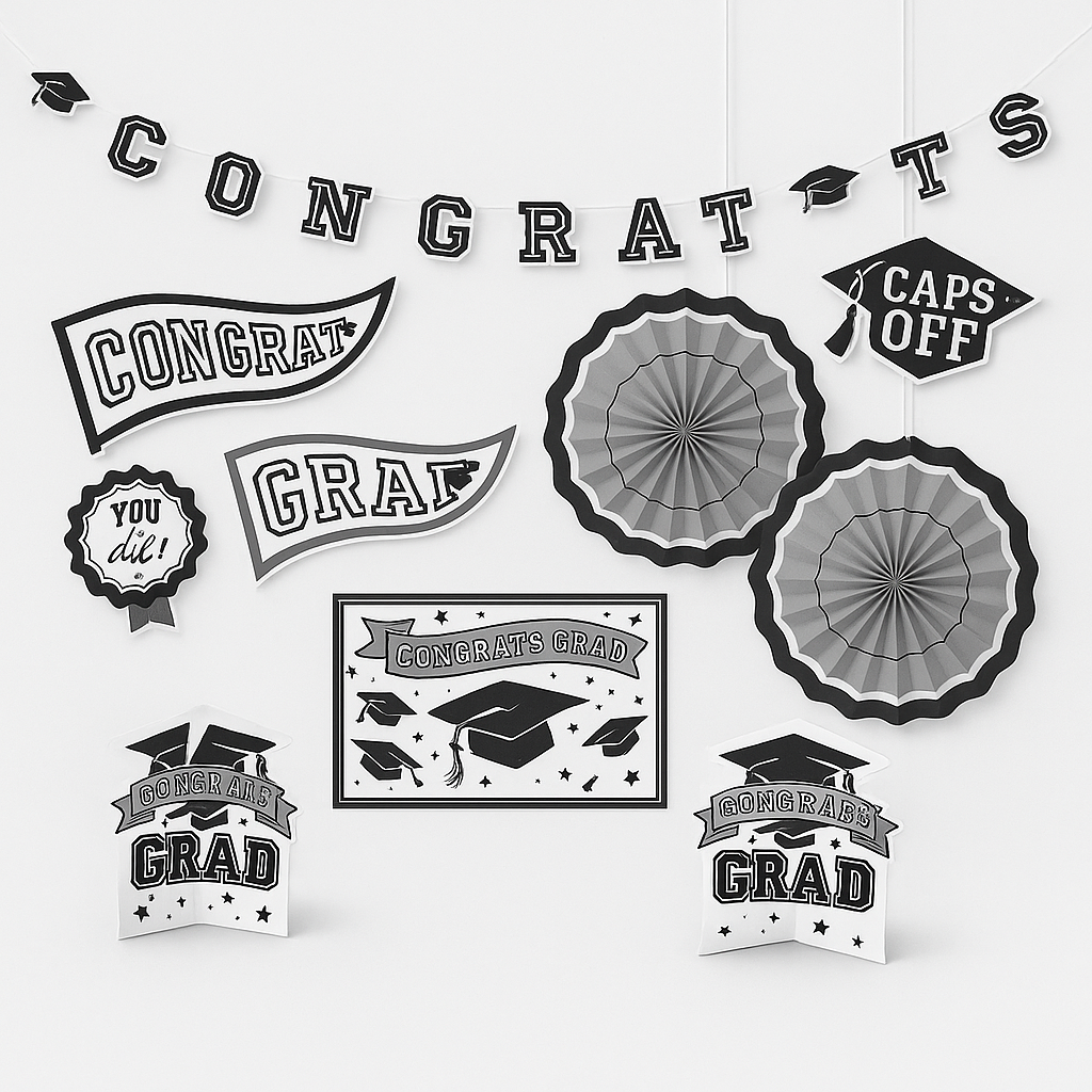 White Graduation Room Decorating Kit