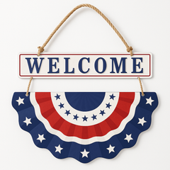 Patriotic Welcome Metal Hanging Bunting Sign