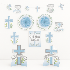 Blue Sacraments Communion Room D√©cor Kit - 10 Piece Set for Religious Celebrations
