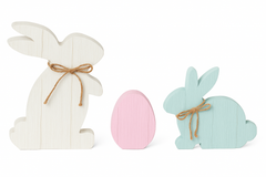 Easter Bunny and Egg MDF Standing Decorations - 3 Pack