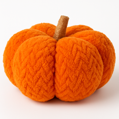 Orange Terry Herringbone Fabric Pumpkin, 7-Inch Fall Decoration