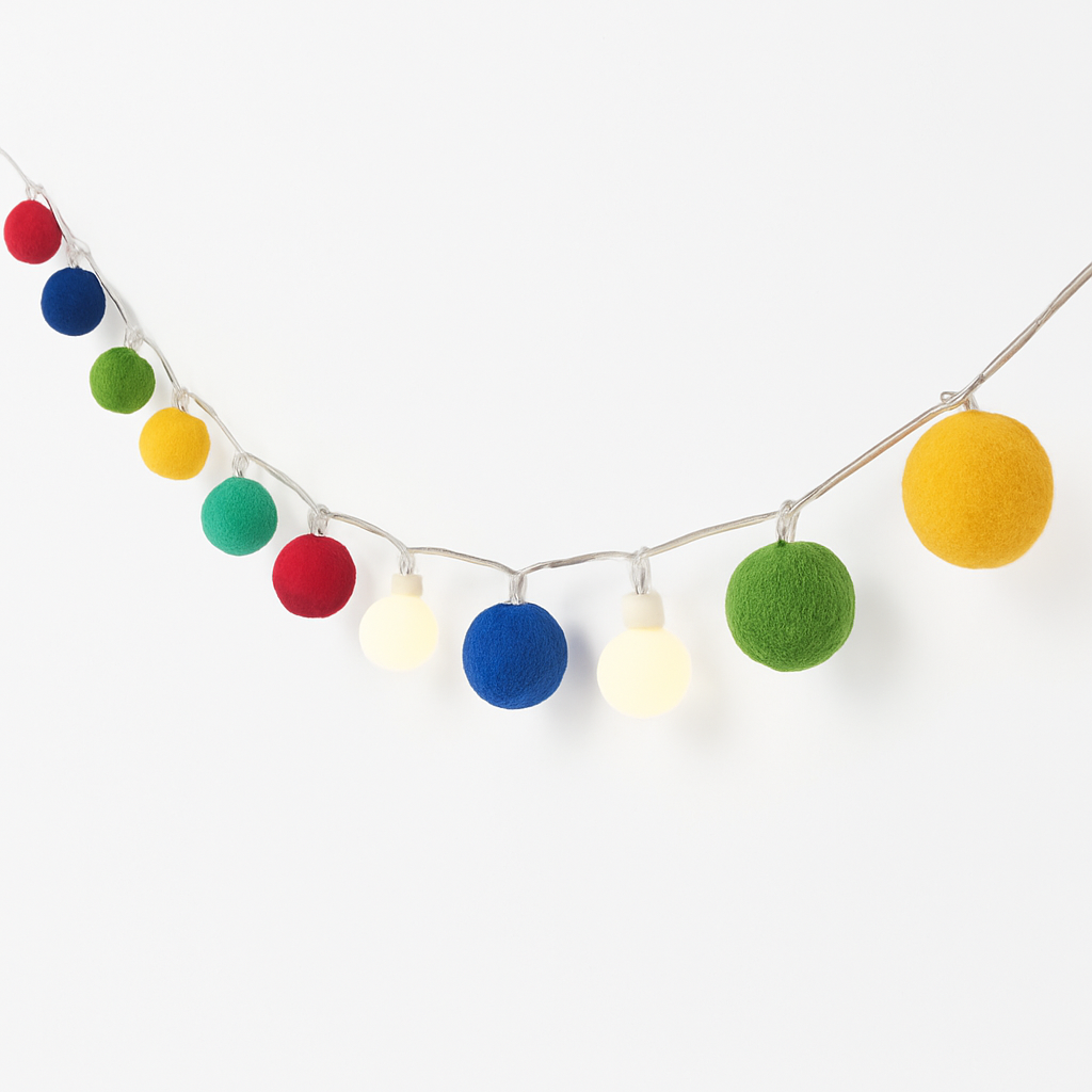Summer Boho Pom Pom String Lights - 7 ft
