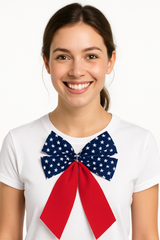 Small Patriotic Flocked Bow Decoration