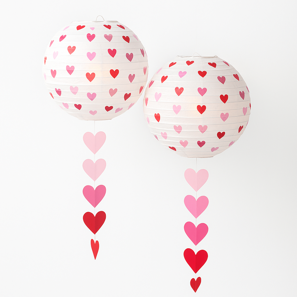Valentine's Day Heart Light-Up Lanterns - Set of 2