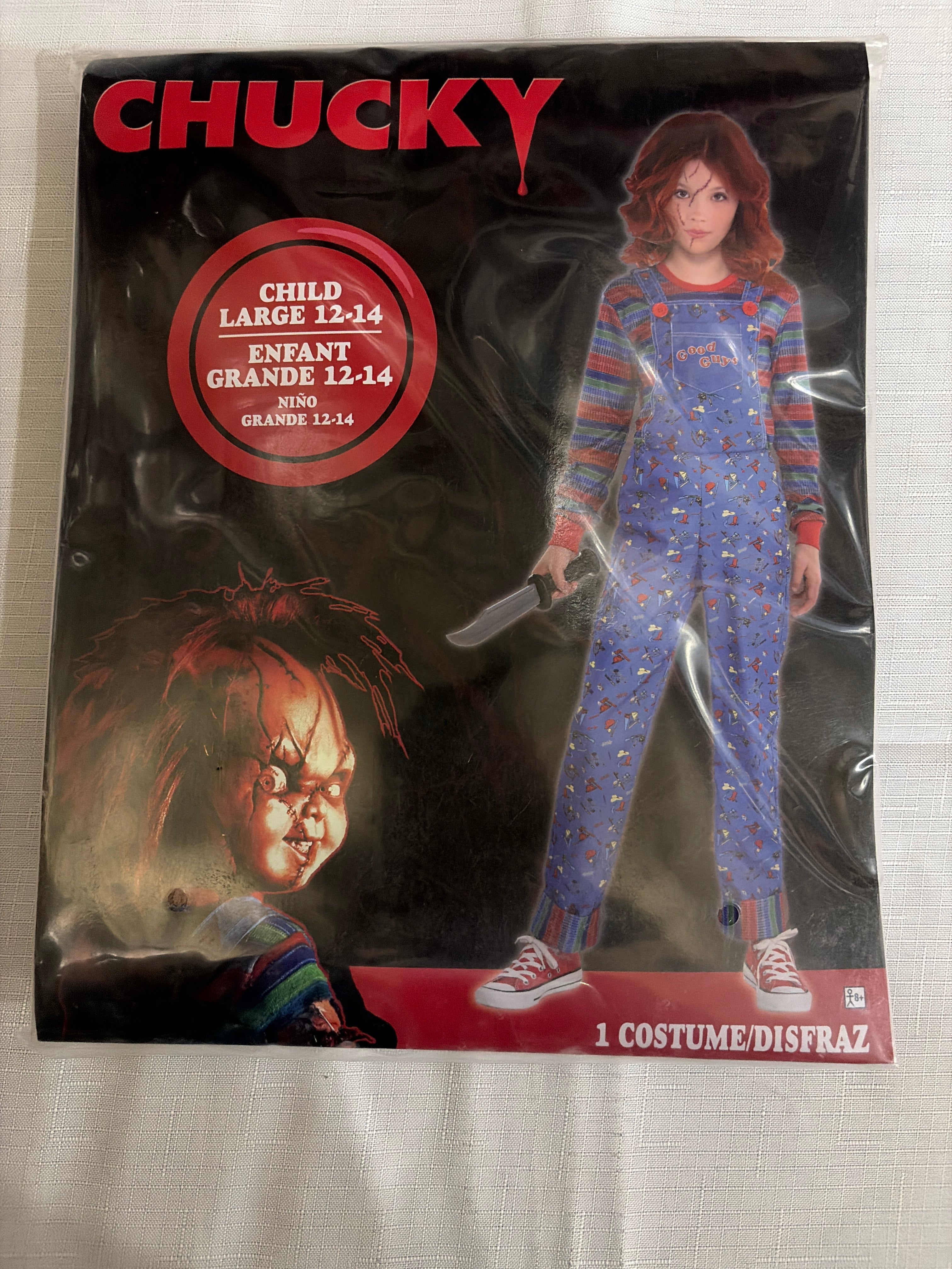 Universal Child's Play Chucky Halloween Costume, Blue Outfit with Shirt & Blue Overalls, Kids, Assorted Sizes