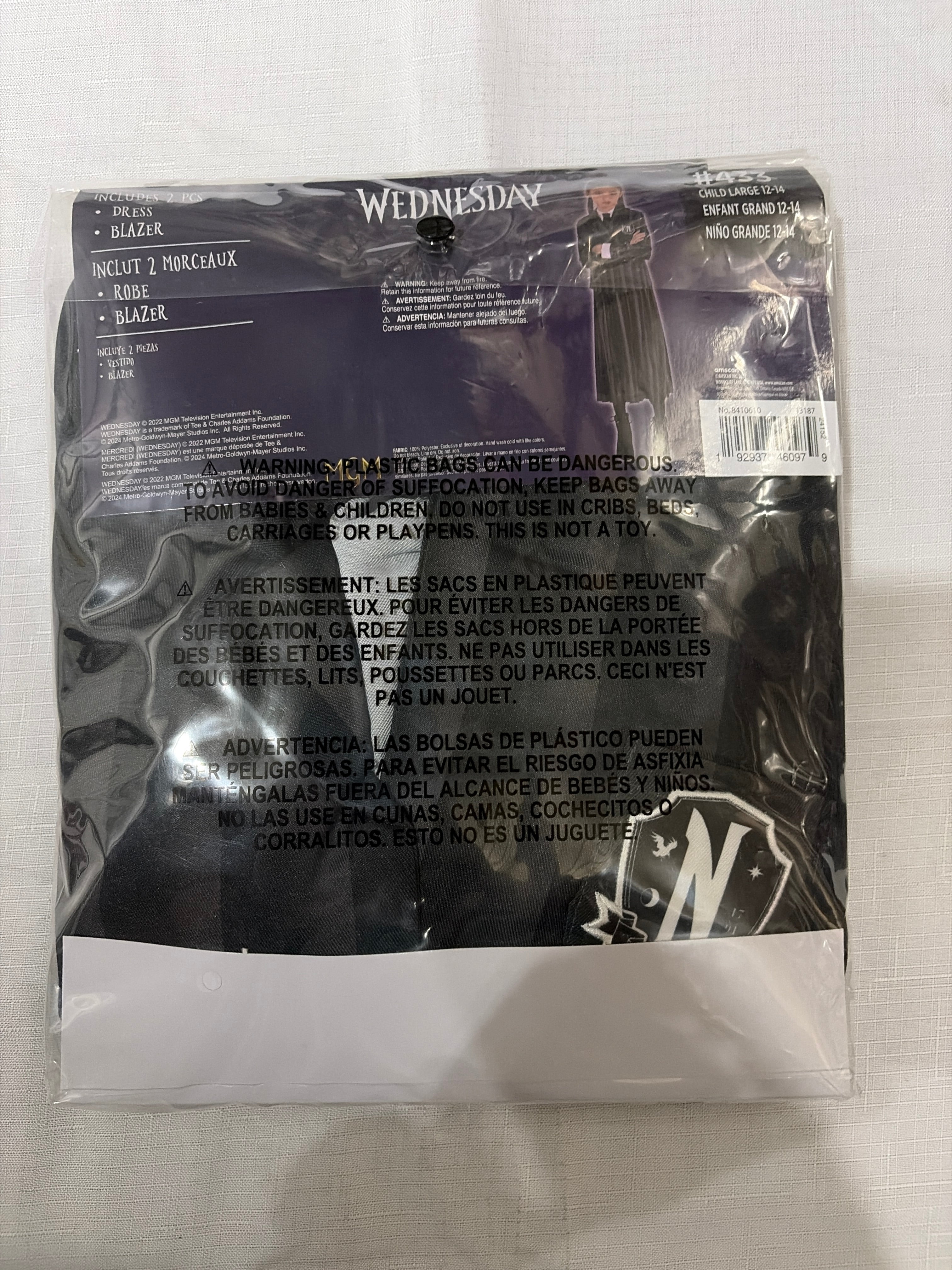 Nevermore Academy Wednesday Addams Costume for Girls