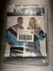 Retro 90s Windbreaker Jacket - Blue/Pink/White, One Size