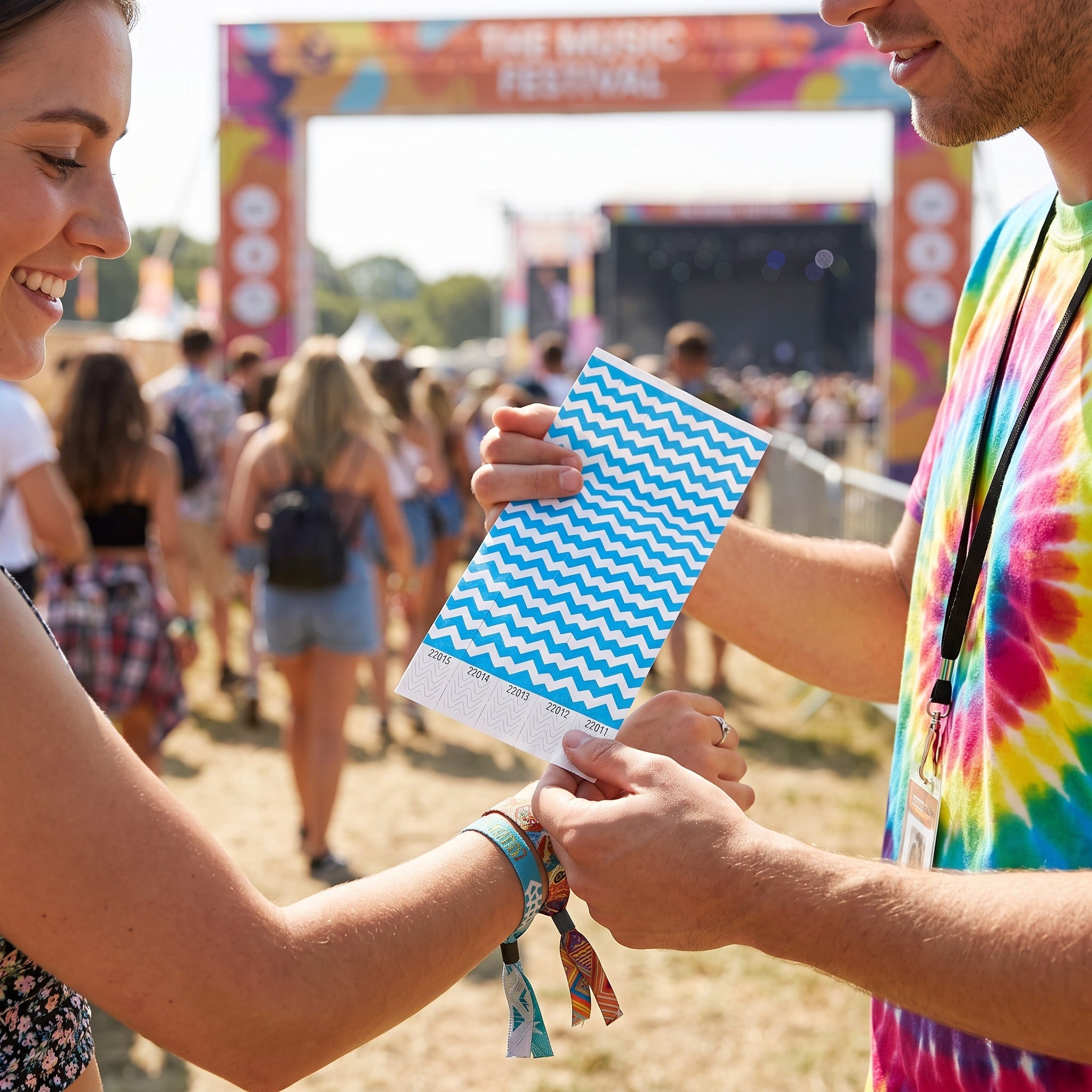 Blue Chevron Waterproof Wristbands - 500 Pack