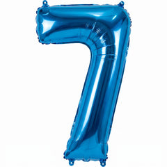 Blue Number 7 Foil Helium Balloon - 34 Inches