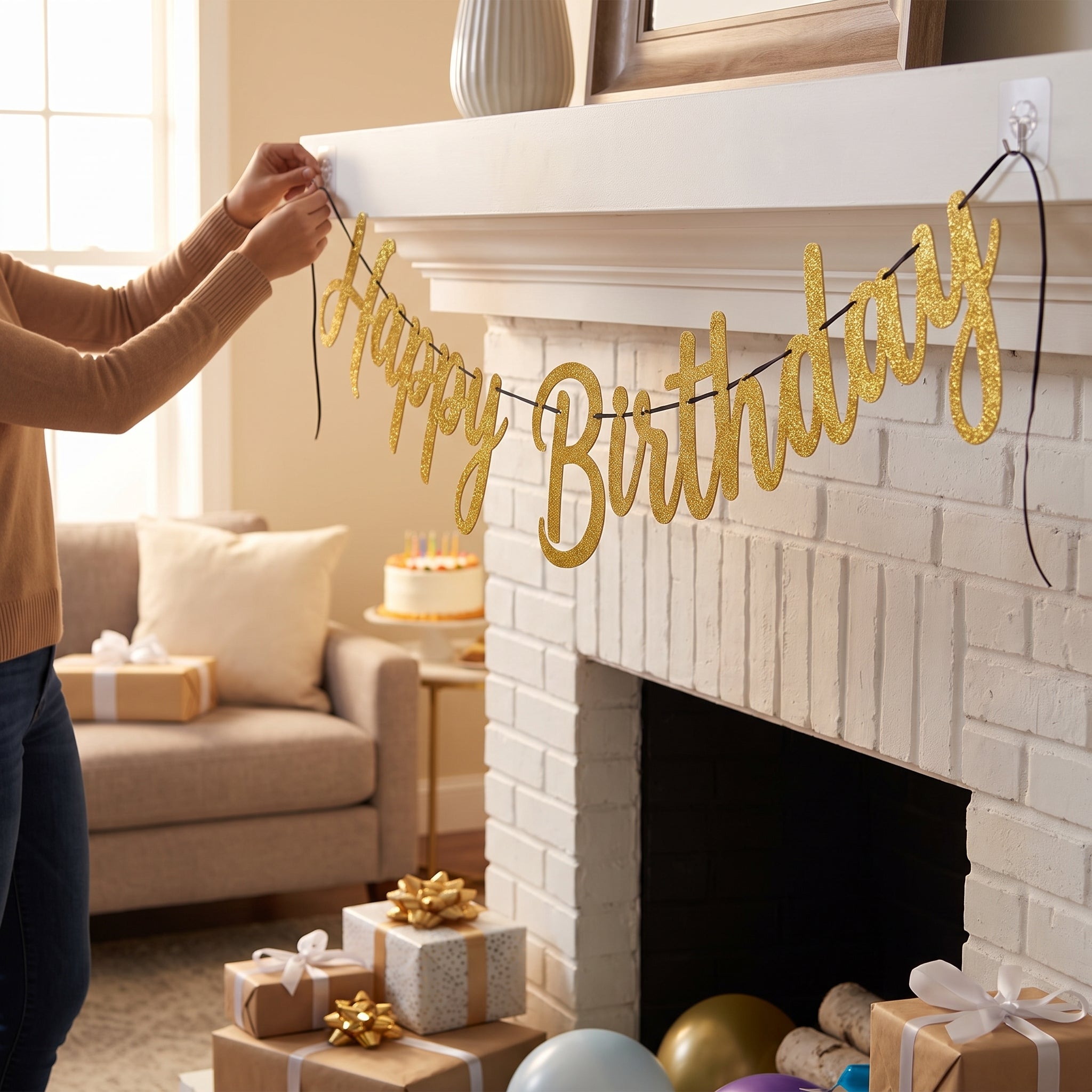 Gold Glitter Birthday Celebration Banner