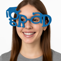 Royal Blue Glitter Graduation Glasses