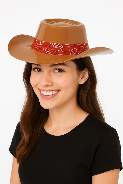 7927 Cowboy Hat For Women Men With Wide Brim Western Set Red Bandana 12 Piece Western Cowboy Hats with Red Bandana - Podzly.com main image 4