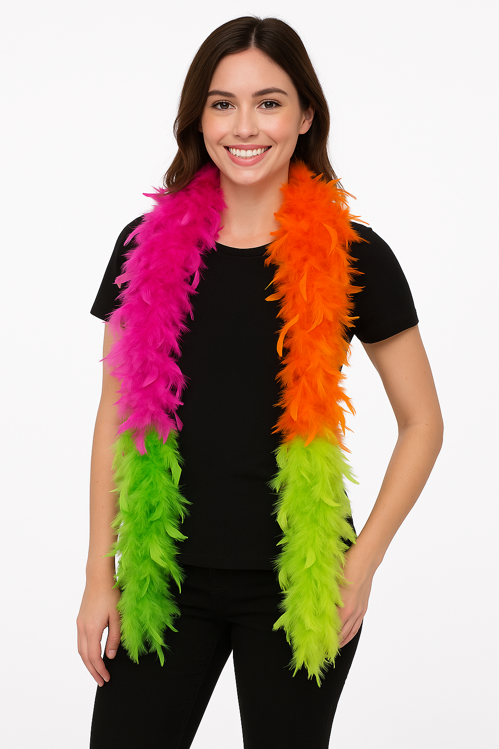 Vibrant Neon Feather Boa ‚Äì 72" Costume Accessory