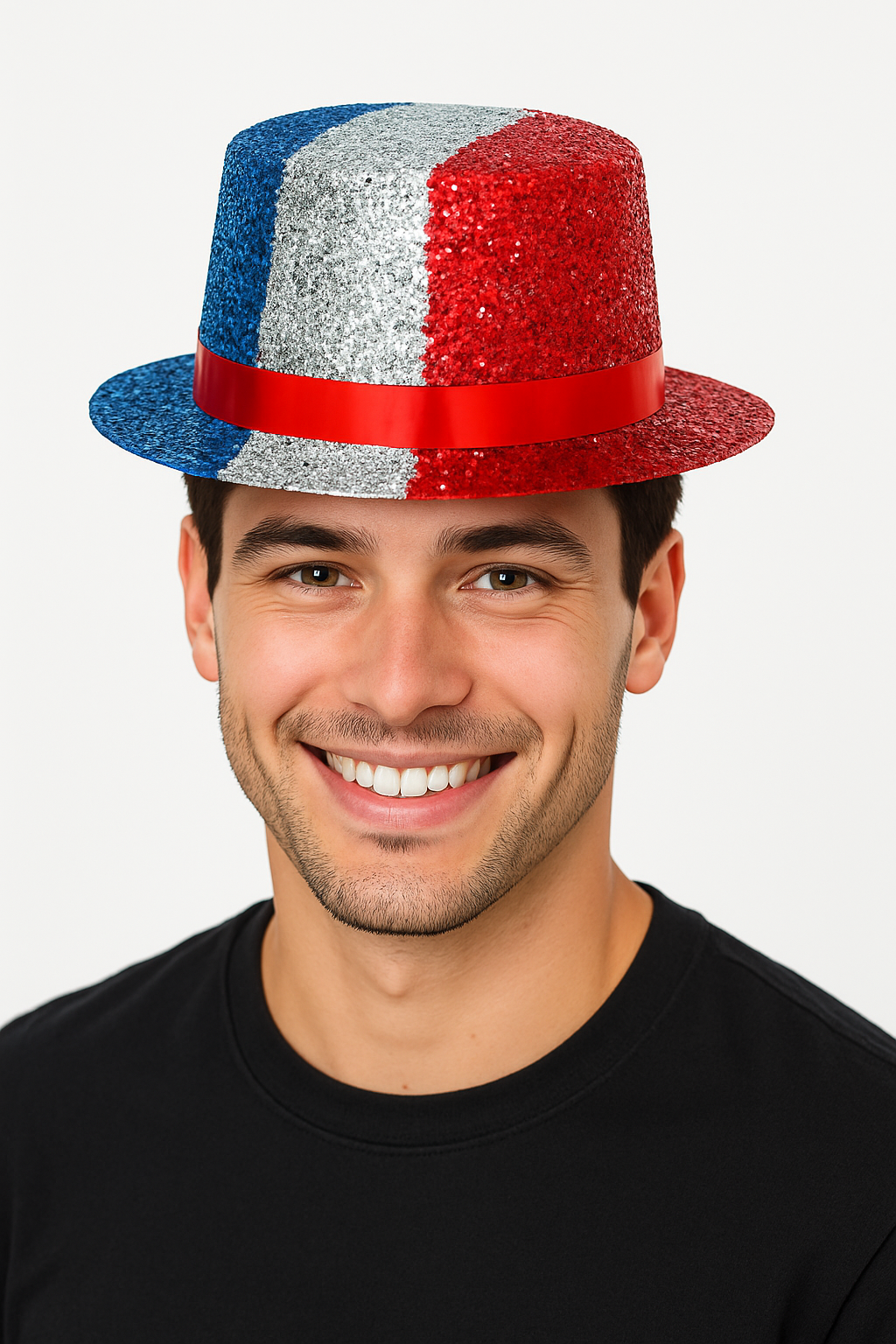 Mini Glitter Hat - Red, White & Blue