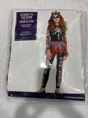 Girls' Scared to the Bone Halloween Costume with Tutu & Leggings