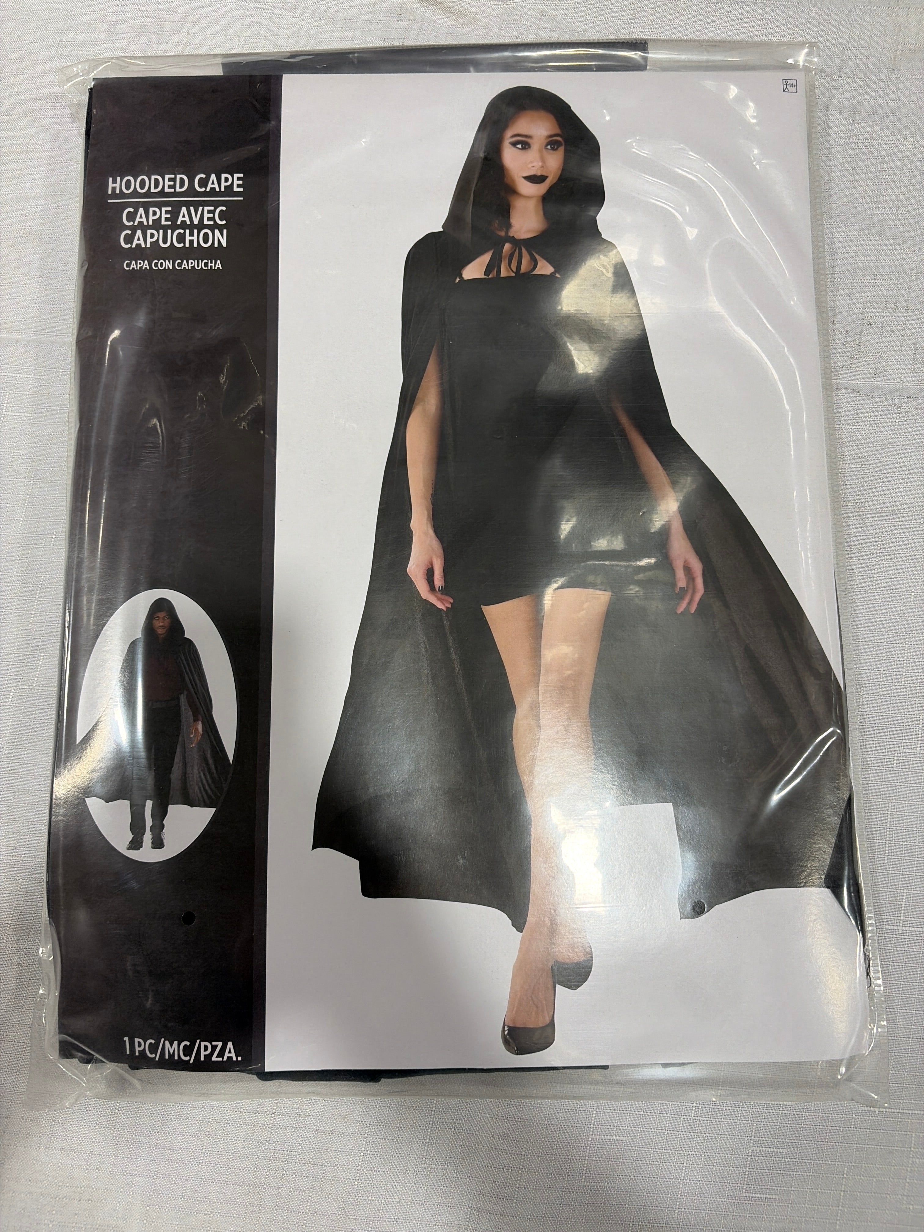 Adult Black Hooded Cape Costume Accessory