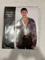 Men's Retro Disco Shirt with Multicolored Swirl Print - Adult S/M