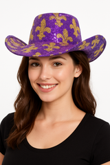 Sparkling Sequin Cowboy Hat for Mardi Gras Masquerade