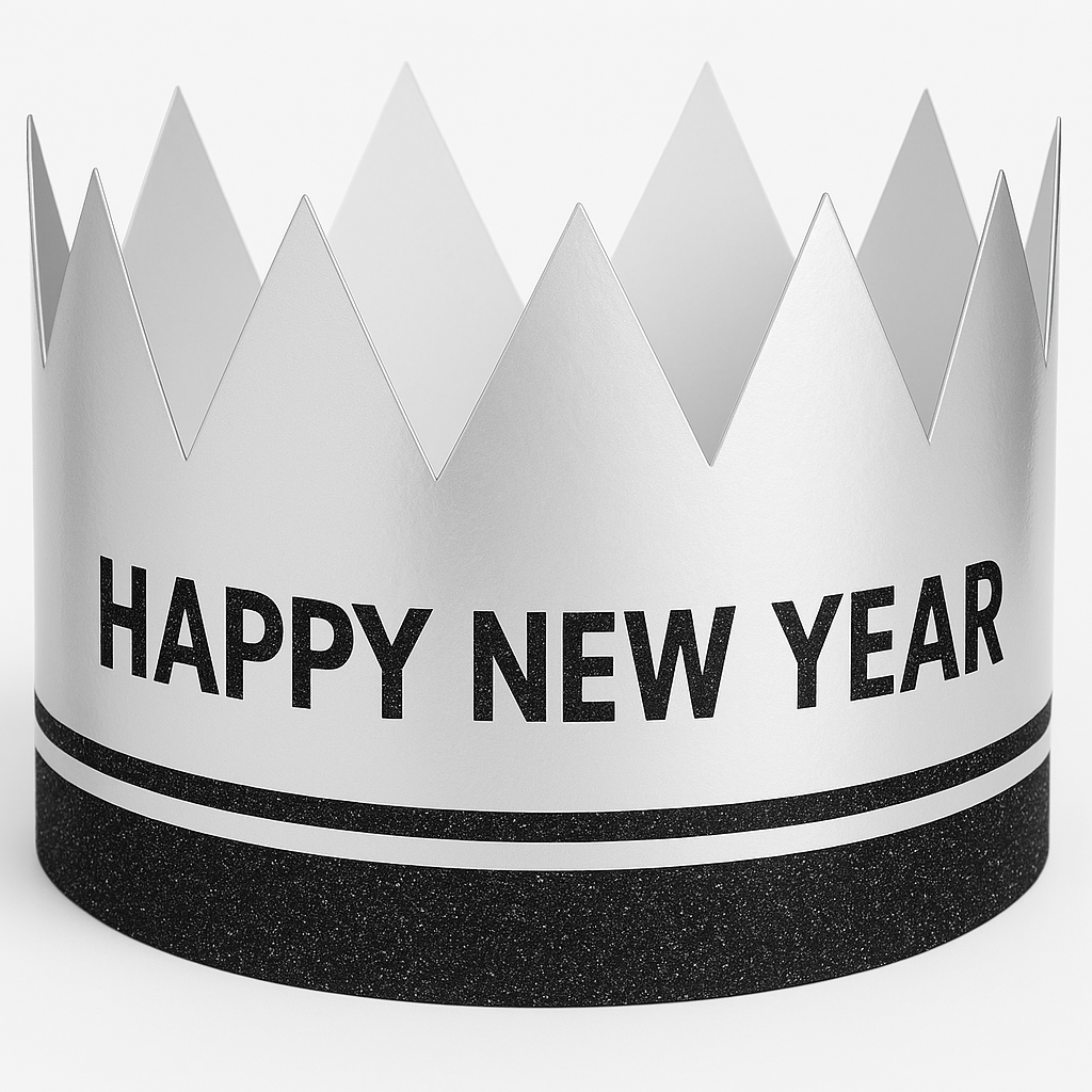 Glitter "Happy New Year" Crowns - 12 Pack