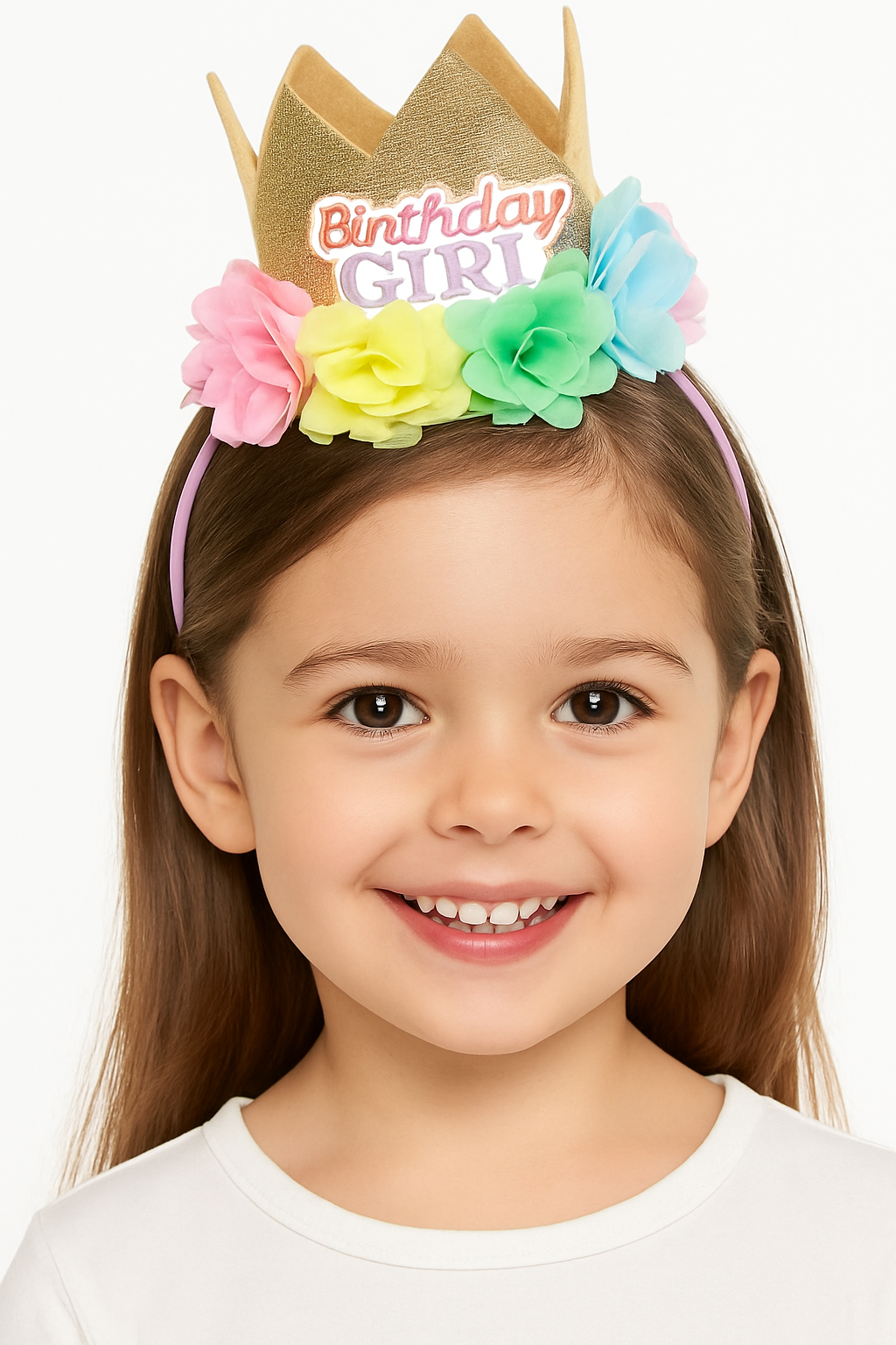 1st Birthday "Birthday Girl" Flower Crown Headband