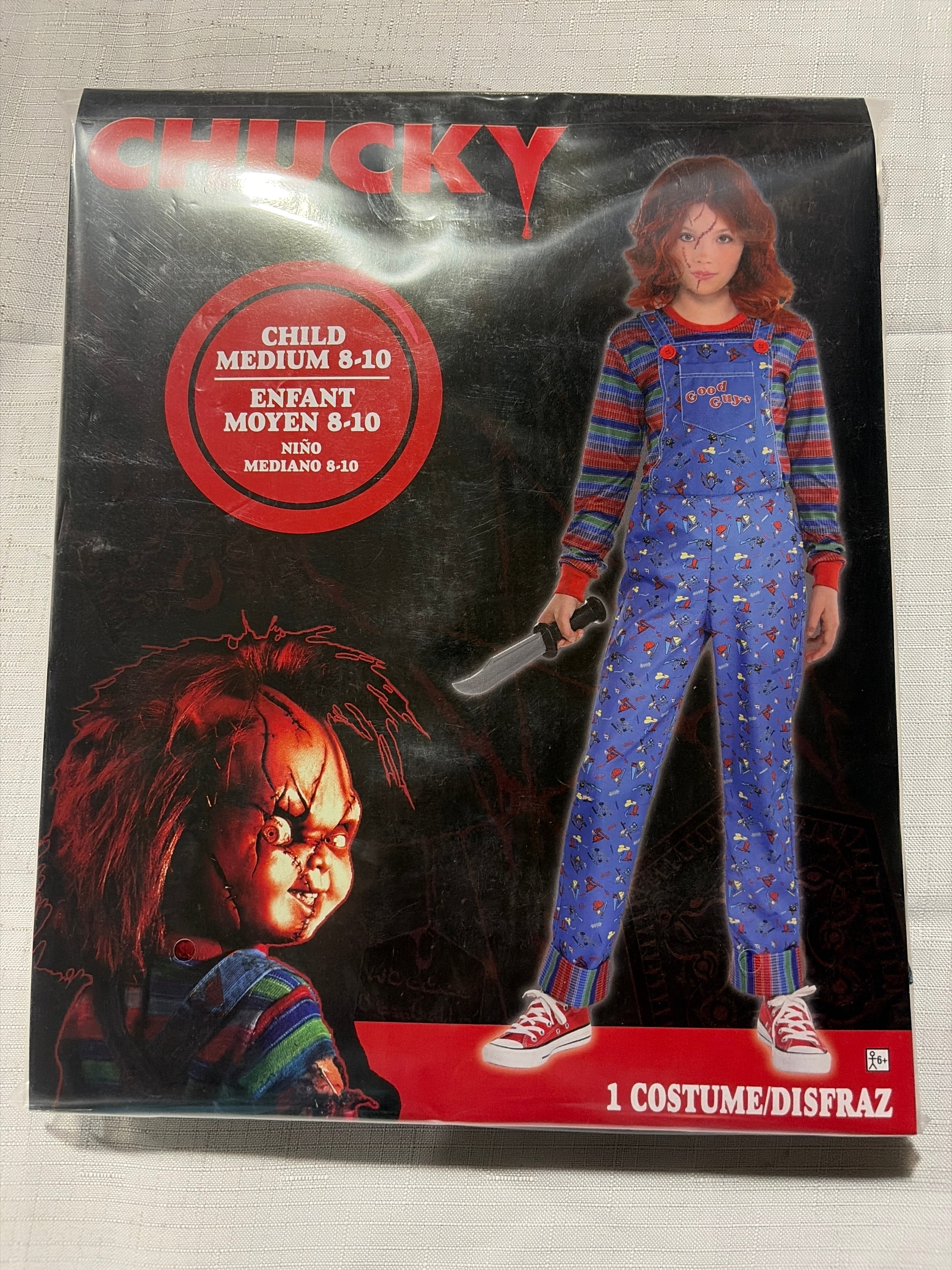 Child's Play Chucky Halloween Costume for Kids - Blue Overalls and Striped Shirt