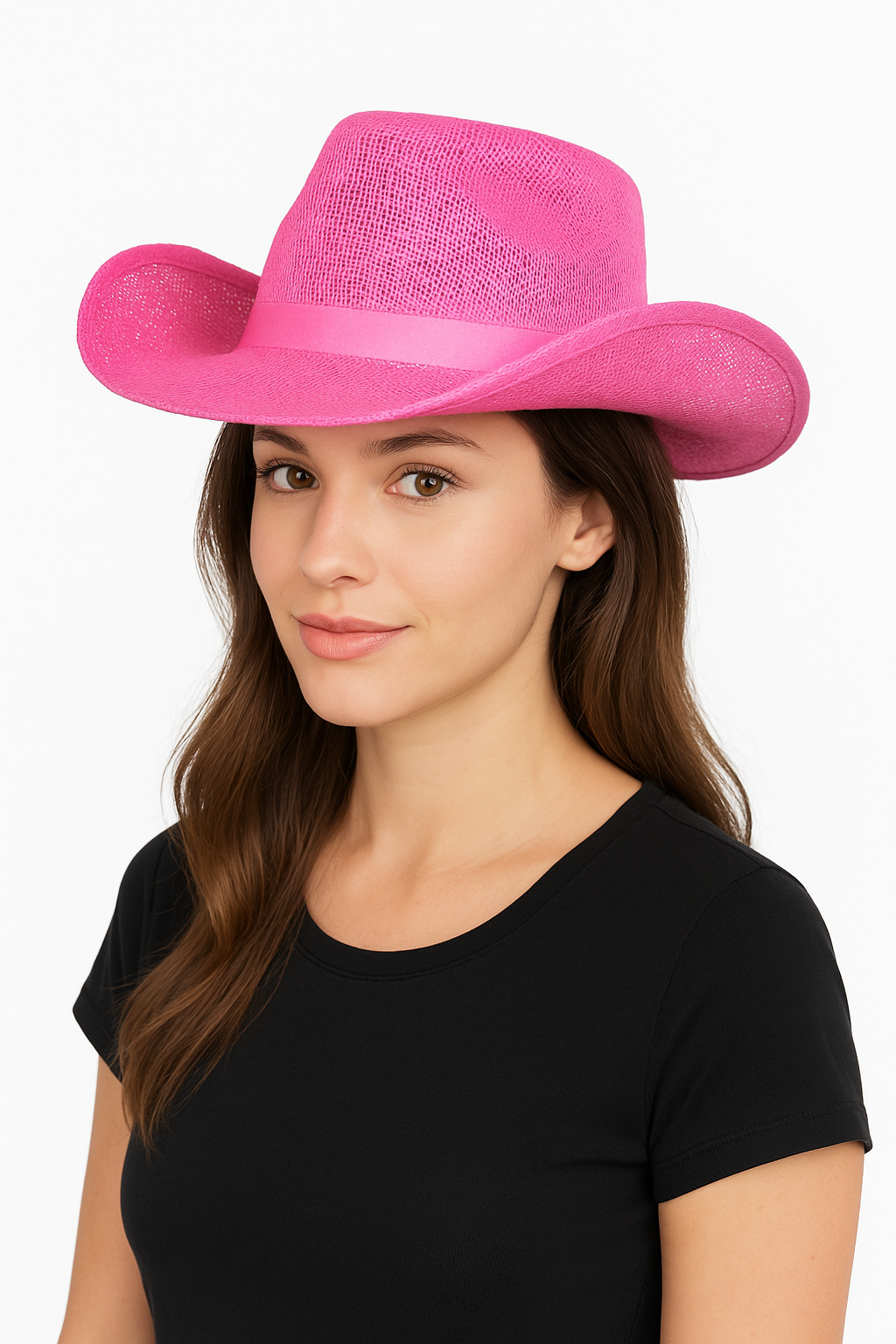 Bright Pink Straw Cowboy Hat ‚Äì Costume Accessory for Any Event