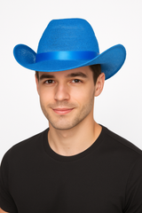 Royal Blue Straw Cowboy Hat - Western Style Costume Accessory