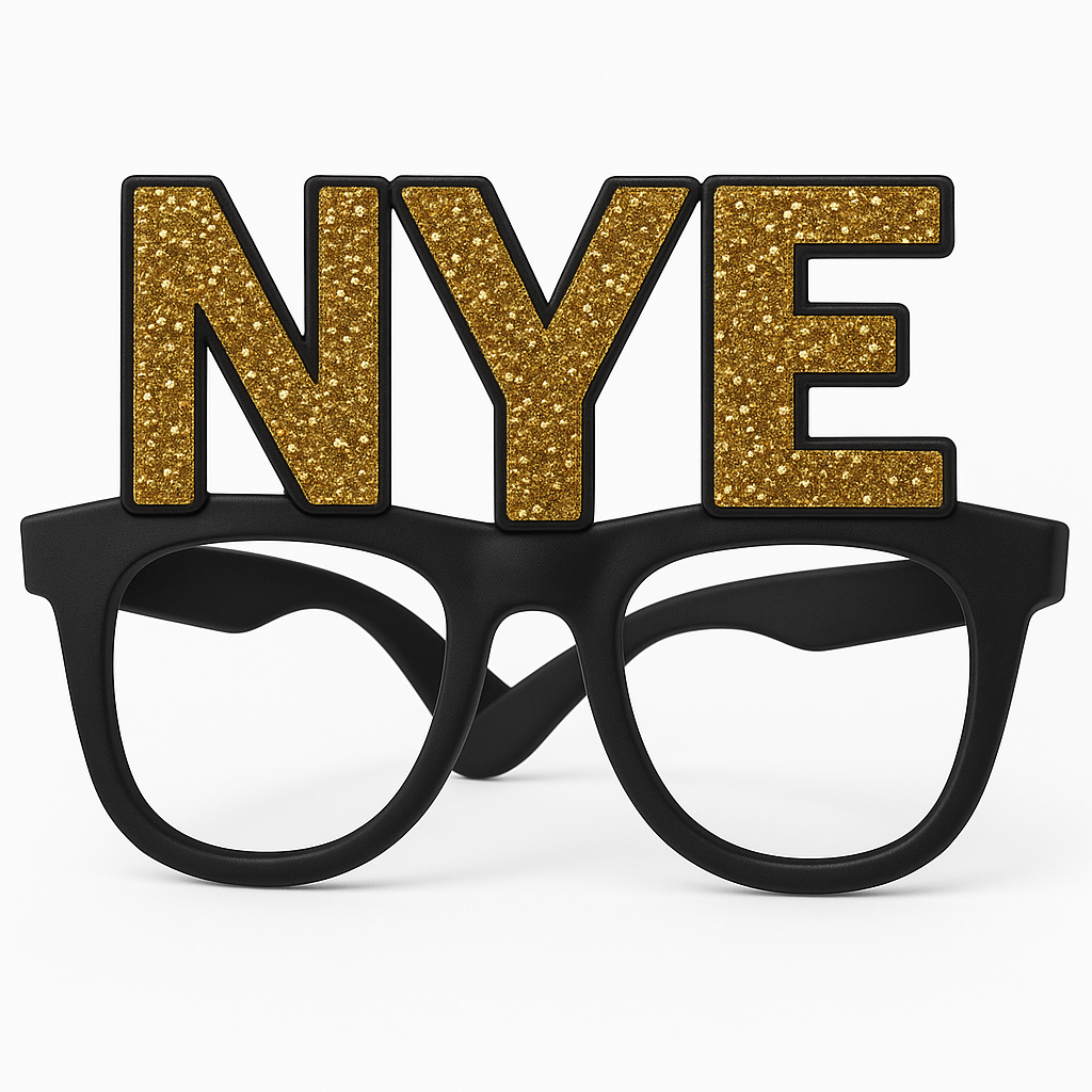 Gold Glitter "NYE" Glasses ‚Äì Festive Eyewear for New Year's Eve