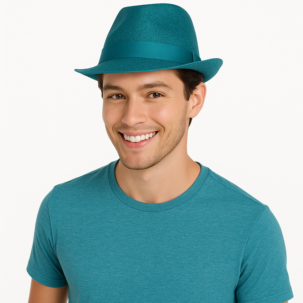 Turquoise Fedora Hat ‚Äì Vibrant Costume Accessory