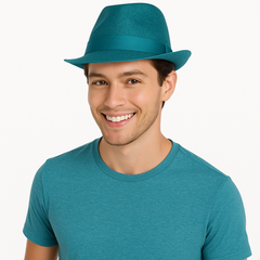 Turquoise Fedora Hat ‚Äì Vibrant Costume Accessory