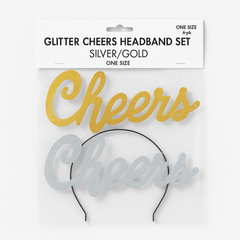 Sparkling "Cheers" Headband Set - Gold & Silver, 6-Pack