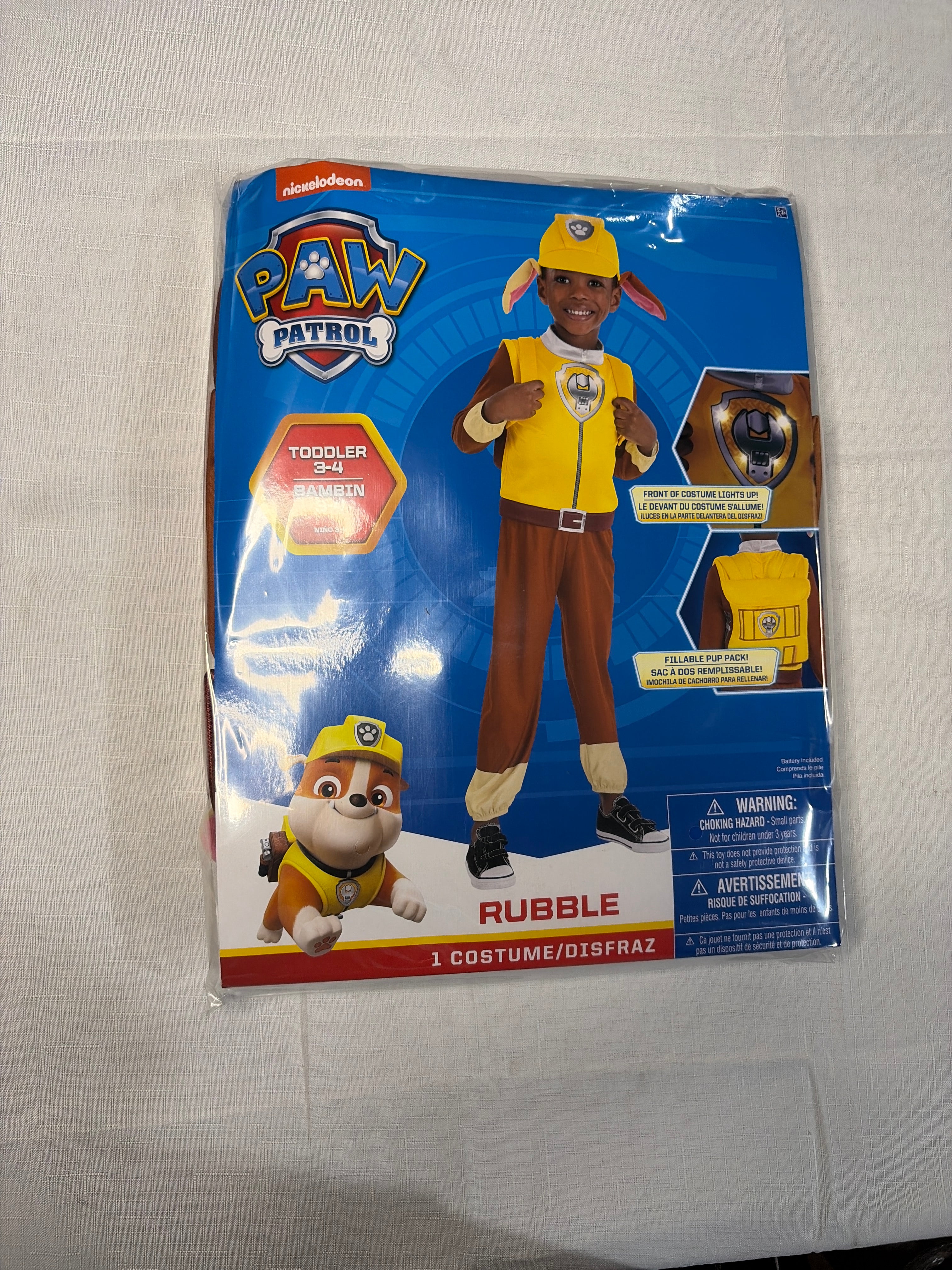 Paw Patrol Rubble LED Light-Up Costume for Boys (3-4T)