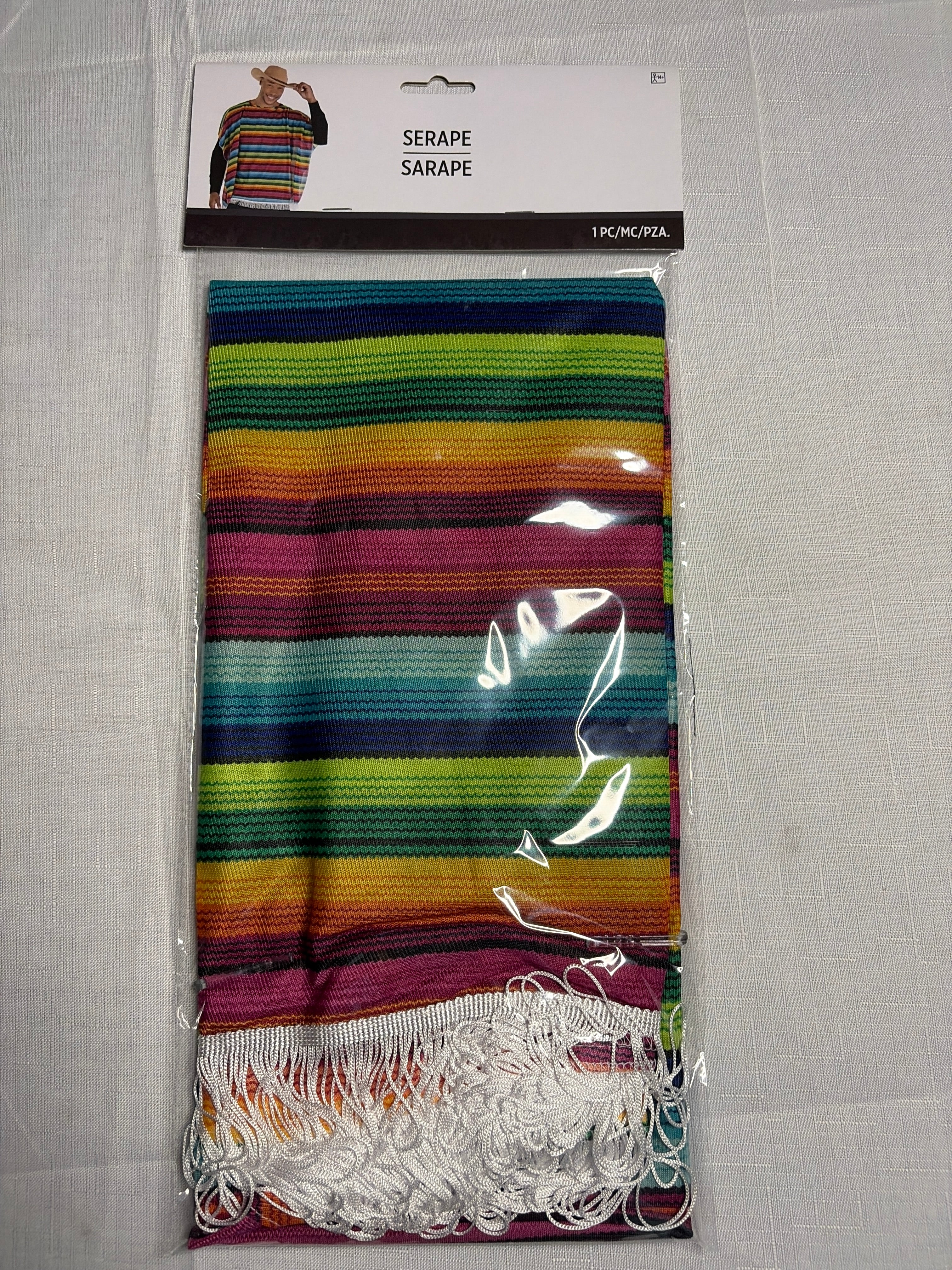 Vibrant Multicolored Fiesta Serape with Fringe Trim
