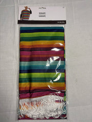 Vibrant Multicolored Fiesta Serape with Fringe Trim