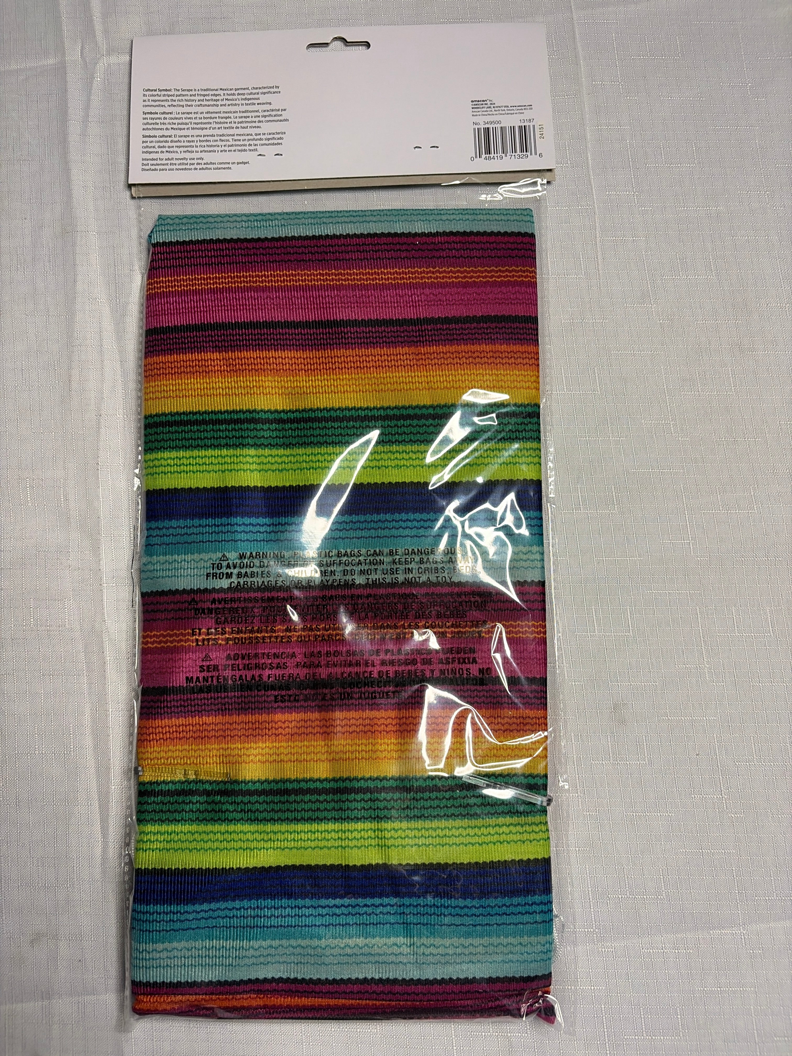 Vibrant Multicolored Fiesta Serape with Fringe Trim