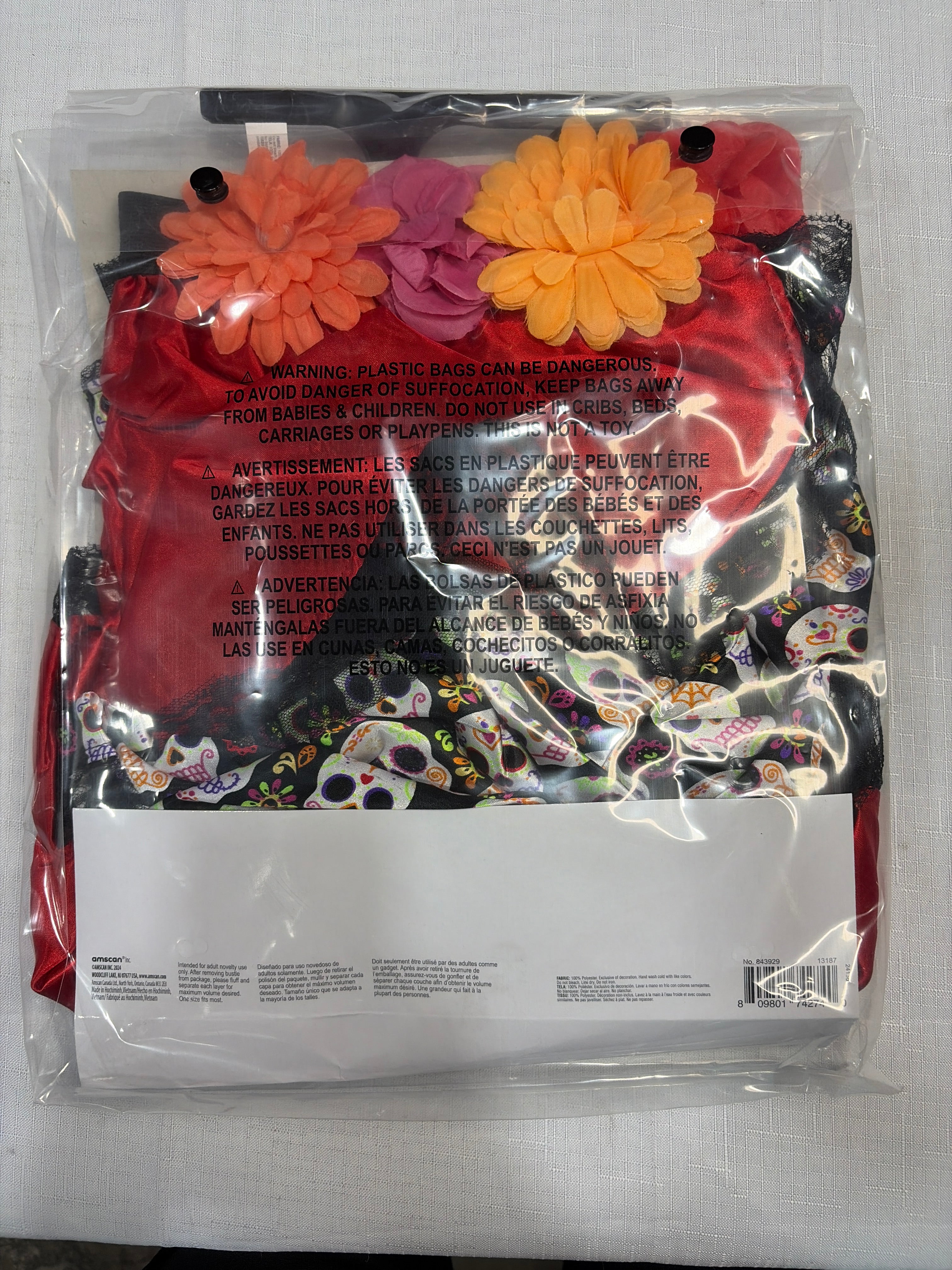 Day of the Dead Tie-On Bustle Costume Accessory