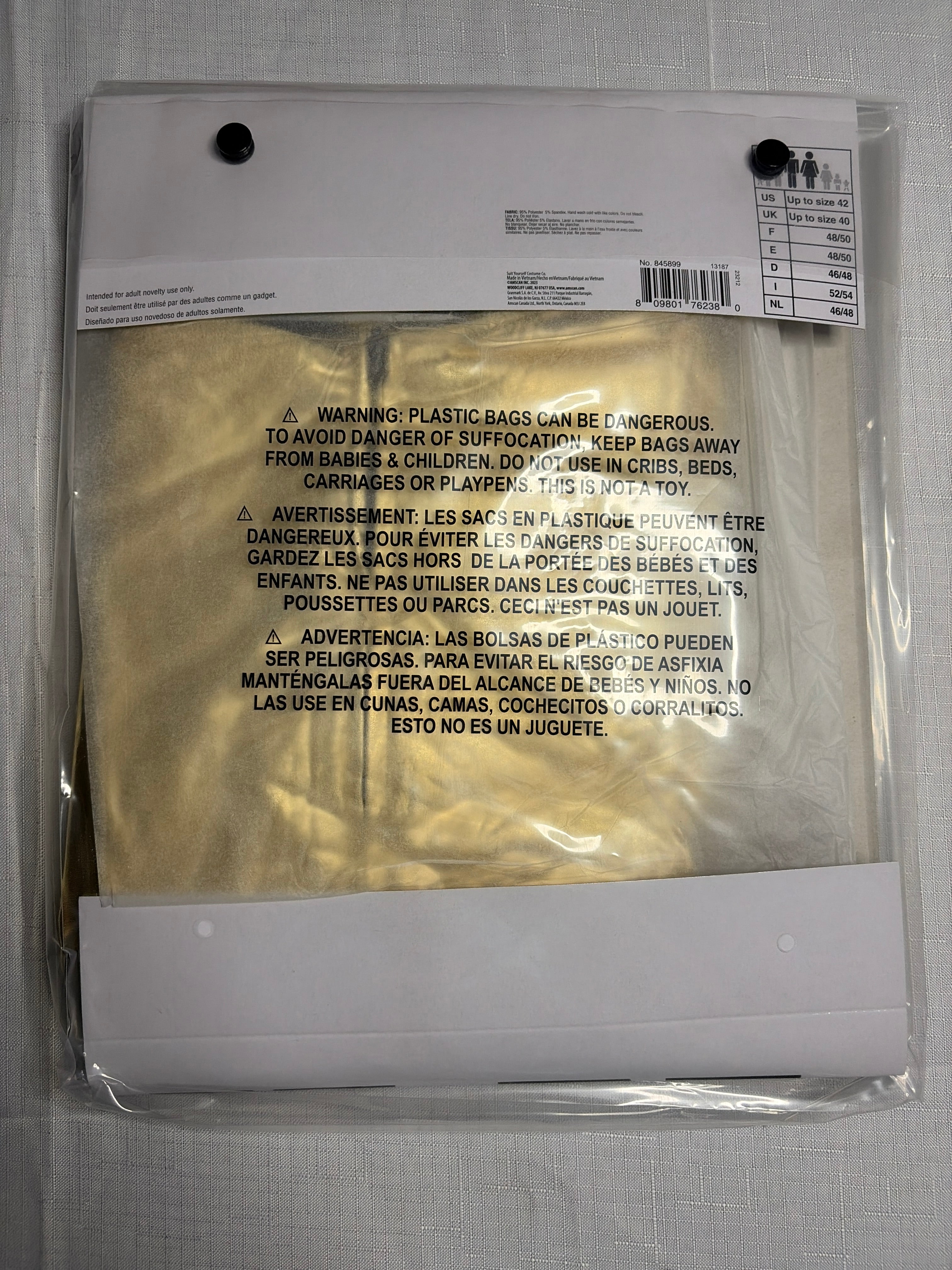 Adult Gold Hip Hop Track Jacket Costume Accessory