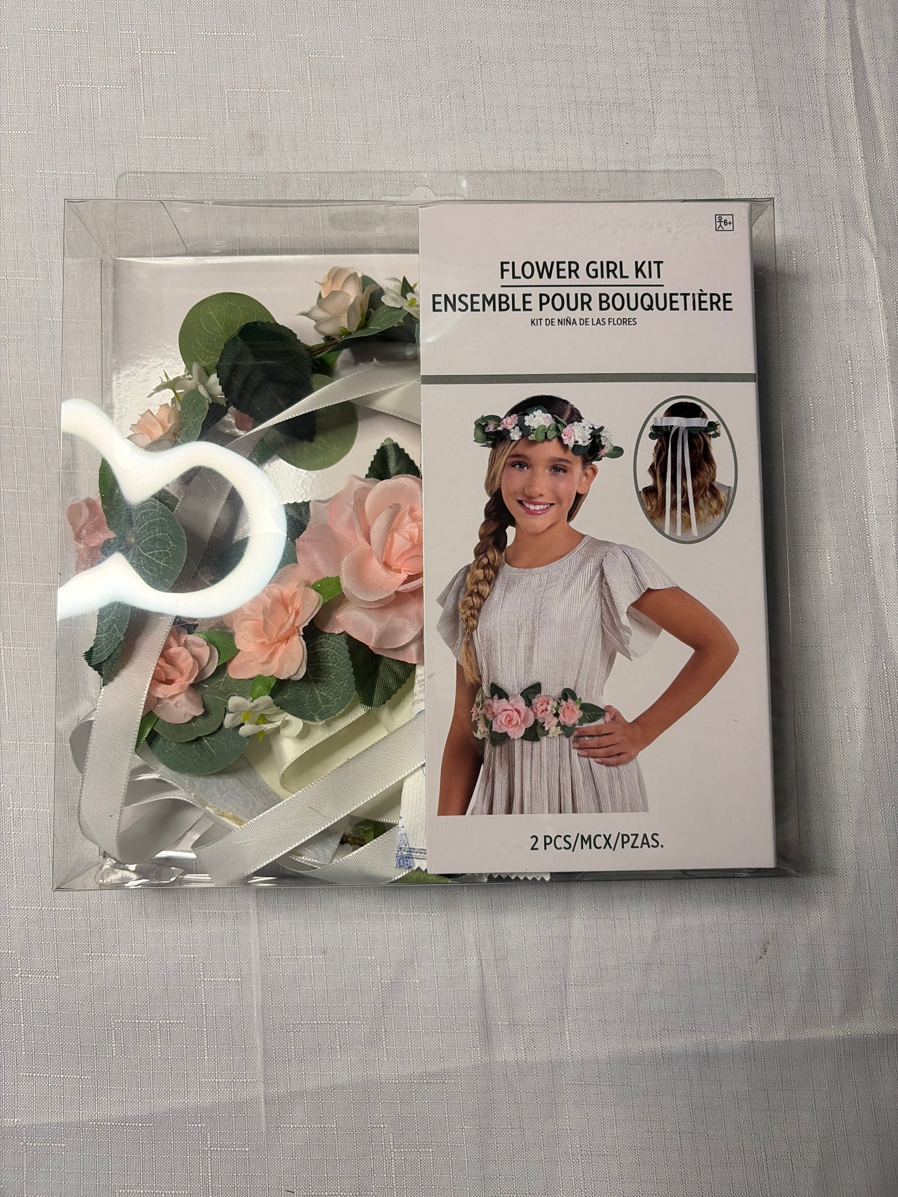 Greenery Flower Girl Set with Floral Crown & Sash