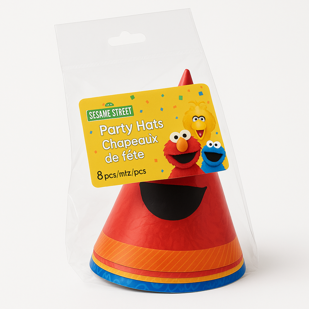 Sesame Street Cone Party Hats - Elmo, Big Bird, Cookie Monster & Abby Cadabby